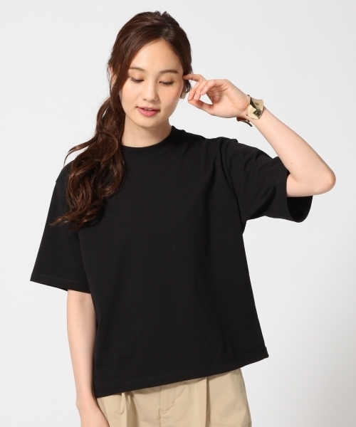 GLOBAL WORK（グローバルワーク）の「コットンBOXTシャツ半袖/723975（Tシャツ/カットソー・レディース・オフホワイト/ブラウン/ホワイト/ブラック・SMALL/LARGE/MEDIUM）」の3枚目の写真