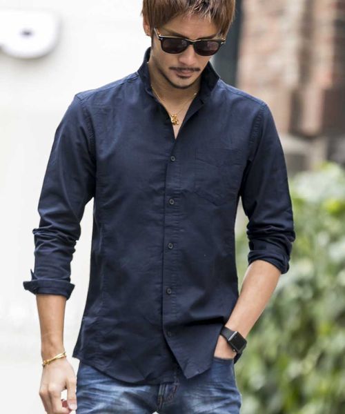 A.S.M(エーエスエム)の「【雑誌掲載商品】麻シャンブレ-シャツ(衿ワイヤ-)(シャツ/ブラウス・メンズ・ブルー/ネイビー/ホワイト/サックスブルー/ライトピンク/ブラック/カーキ/グレー/オレンジ・50/48/52)」の6枚目の写真