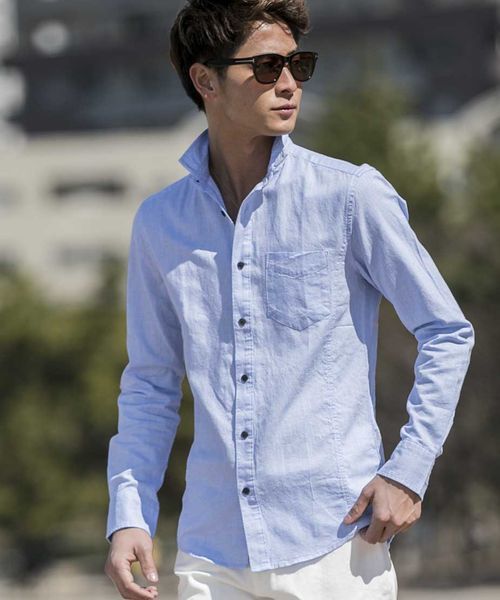 A.S.M(エーエスエム)の「【雑誌掲載商品】麻シャンブレ-シャツ(衿ワイヤ-)(シャツ/ブラウス・メンズ・ブルー/ネイビー/ホワイト/サックスブルー/ライトピンク/ブラック/カーキ/グレー/オレンジ・50/48/52)」の7枚目の写真