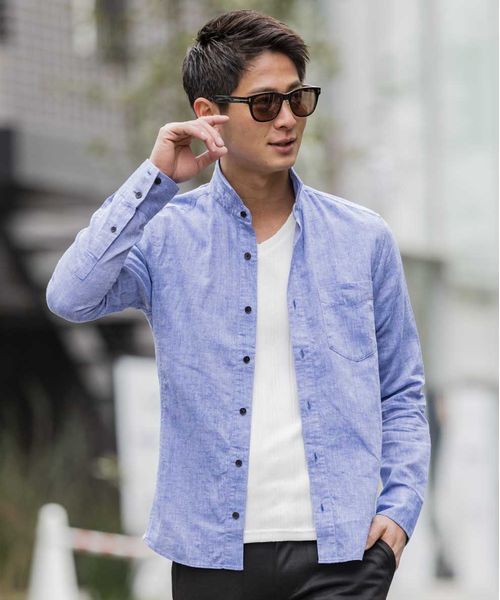 A.S.M(エーエスエム)の「【雑誌掲載商品】麻シャンブレ-シャツ(衿ワイヤ-)(シャツ/ブラウス・メンズ・ブルー/ネイビー/ホワイト/サックスブルー/ライトピンク/ブラック/カーキ/グレー/オレンジ・50/48/52)」の8枚目の写真