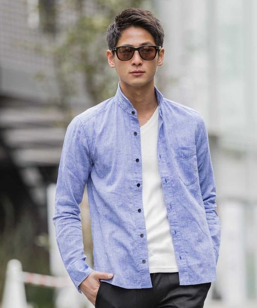 A.S.M(エーエスエム)の「【雑誌掲載商品】麻シャンブレ-シャツ(衿ワイヤ-)(シャツ/ブラウス・メンズ・ブルー/ネイビー/ホワイト/サックスブルー/ライトピンク/ブラック/カーキ/グレー/オレンジ・50/48/52)」の10枚目の写真