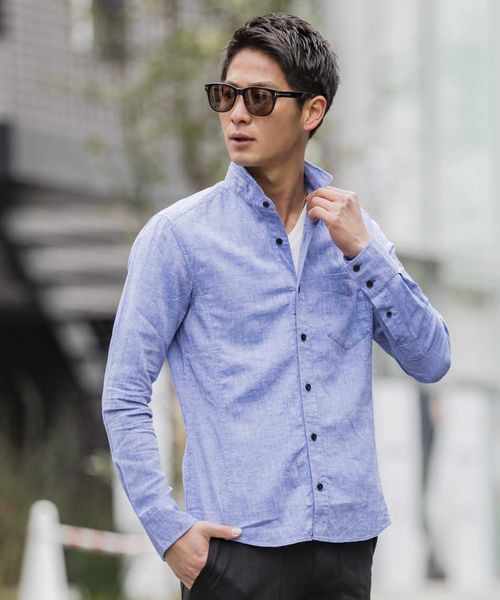 A.S.M(エーエスエム)の「【雑誌掲載商品】麻シャンブレ-シャツ(衿ワイヤ-)(シャツ/ブラウス・メンズ・ブルー/ネイビー/ホワイト/サックスブルー/ライトピンク/ブラック/カーキ/グレー/オレンジ・50/48/52)」の12枚目の写真