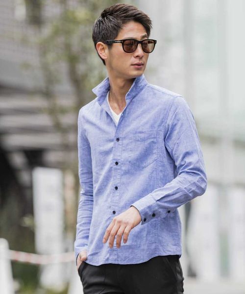 A.S.M(エーエスエム)の「【雑誌掲載商品】麻シャンブレ-シャツ(衿ワイヤ-)(シャツ/ブラウス・メンズ・ブルー/ネイビー/ホワイト/サックスブルー/ライトピンク/ブラック/カーキ/グレー/オレンジ・50/48/52)」の13枚目の写真