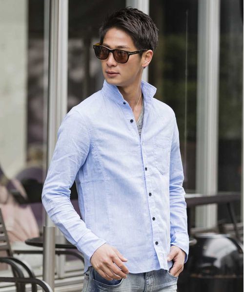 A.S.M(エーエスエム)の「【雑誌掲載商品】麻シャンブレ-シャツ(衿ワイヤ-)(シャツ/ブラウス・メンズ・ブルー/ネイビー/ホワイト/サックスブルー/ライトピンク/ブラック/カーキ/グレー/オレンジ・50/48/52)」の22枚目の写真