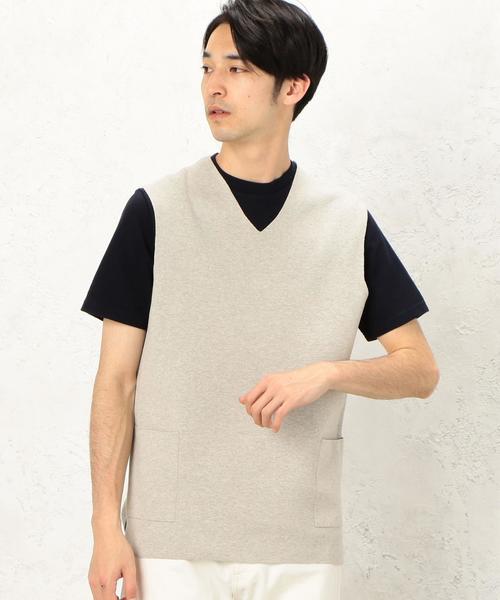 green label relaxing（グリーンレーベルリラクシング）の「KC MILANO/RIB ポケット Vネック ベスト ◆（ベスト・メンズ・グレー/レッド/ネイビー・MEDIUM/LARGE/SMALL）」の2枚目の写真