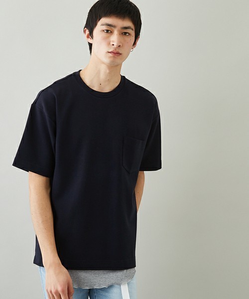 STUDIOUS（ステュディオス）の「【STUDIOUS】シルケットダンボール オーバーT（Tシャツ/カットソー・メンズ・ネイビー/ベージュ/ホワイト/バーガンディー/ピンク・3/2/1）」の4枚目の写真