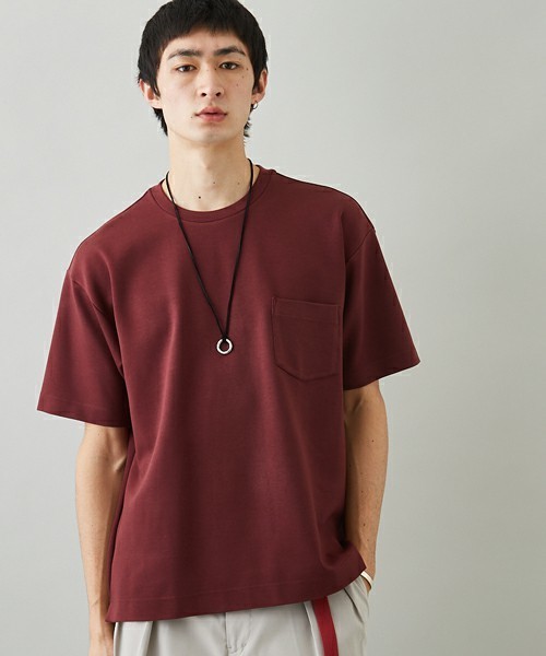 STUDIOUS（ステュディオス）の「【STUDIOUS】シルケットダンボール オーバーT（Tシャツ/カットソー・メンズ・ネイビー/ベージュ/ホワイト/バーガンディー/ピンク・3/2/1）」の5枚目の写真