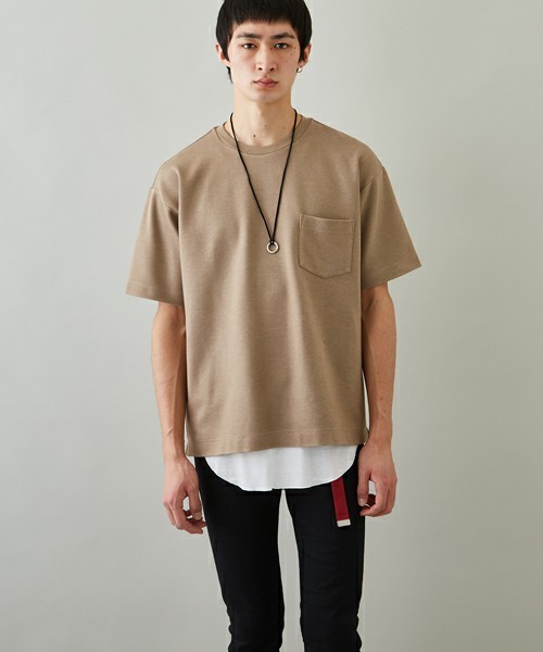 STUDIOUS（ステュディオス）の「【STUDIOUS】シルケットダンボール オーバーT（Tシャツ/カットソー・メンズ・ネイビー/ベージュ/ホワイト/バーガンディー/ピンク・3/2/1）」の11枚目の写真