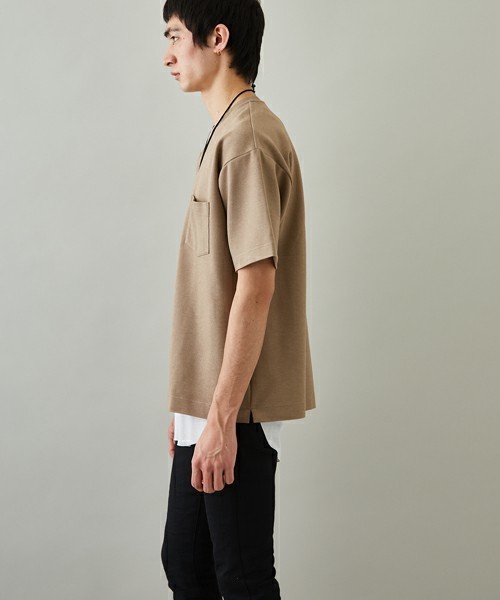 STUDIOUS（ステュディオス）の「【STUDIOUS】シルケットダンボール オーバーT（Tシャツ/カットソー・メンズ・ネイビー/ベージュ/ホワイト/バーガンディー/ピンク・3/2/1）」の12枚目の写真