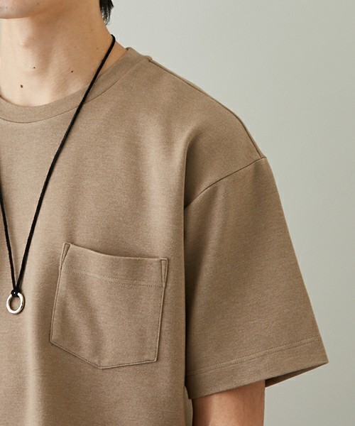 STUDIOUS（ステュディオス）の「【STUDIOUS】シルケットダンボール オーバーT（Tシャツ/カットソー・メンズ・ネイビー/ベージュ/ホワイト/バーガンディー/ピンク・3/2/1）」の6枚目の写真