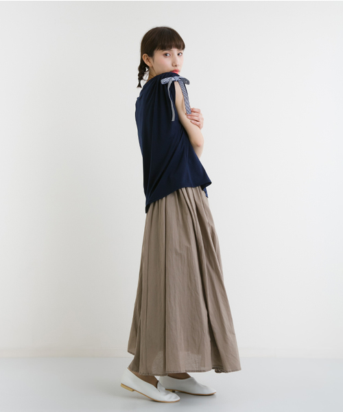 MERLOT（メルロー）の「リボンスリーブクロップドトップス2316（Tシャツ/カットソー・レディース・オフホワイト/ネイビー/ブラック・FREE）」の8枚目の写真