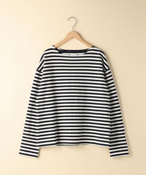 coen（コーエン）の「ボーダーボートネックプルオーバー（Tシャツ/カットソー・レディース・ネイビー/ライトブルー/イエロー/ピンク・LARGE/MEDIUM）」の3枚目の写真