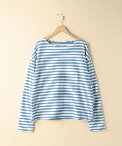 coen（コーエン）の「ボーダーボートネックプルオーバー（Tシャツ/カットソー・レディース・ネイビー/ライトブルー/イエロー/ピンク・LARGE/MEDIUM）」の2枚目の写真