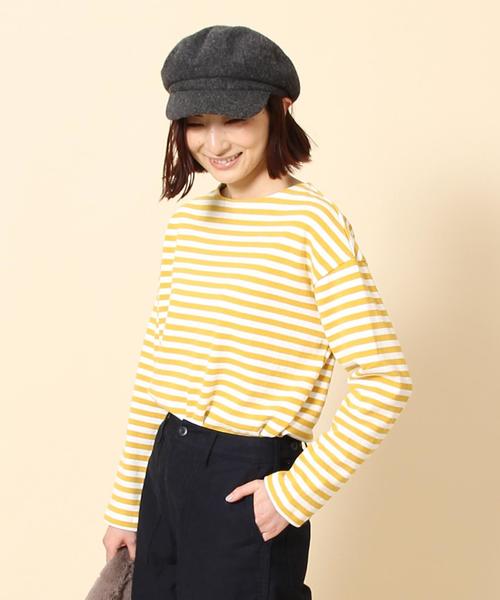 coen（コーエン）の「ボーダーボートネックプルオーバー（Tシャツ/カットソー・レディース・ネイビー/ライトブルー/イエロー/ピンク・LARGE/MEDIUM）」の10枚目の写真