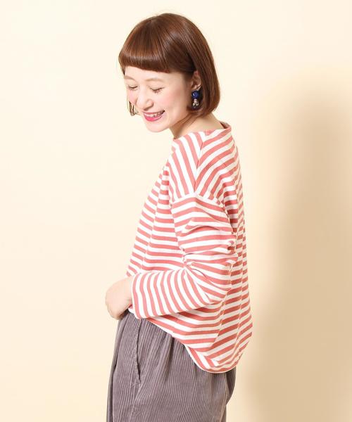 coen（コーエン）の「ボーダーボートネックプルオーバー（Tシャツ/カットソー・レディース・ネイビー/ライトブルー/イエロー/ピンク・LARGE/MEDIUM）」の14枚目の写真