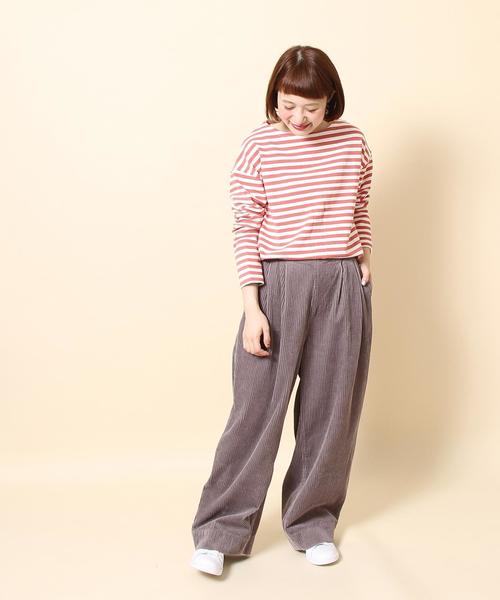 coen（コーエン）の「ボーダーボートネックプルオーバー（Tシャツ/カットソー・レディース・ネイビー/ライトブルー/イエロー/ピンク・LARGE/MEDIUM）」の15枚目の写真