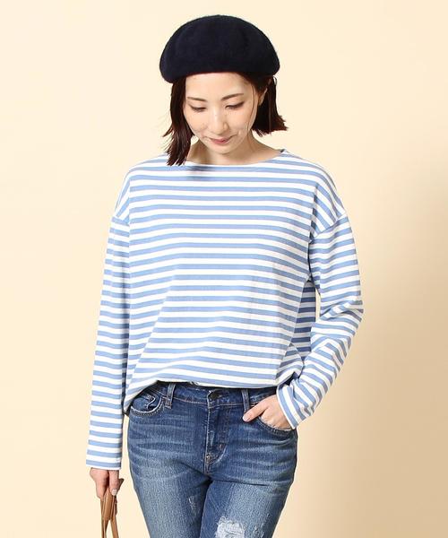 coen（コーエン）の「ボーダーボートネックプルオーバー（Tシャツ/カットソー・レディース・ネイビー/ライトブルー/イエロー/ピンク・LARGE/MEDIUM）」の11枚目の写真