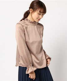 RAY CASSIN | マットサテンフリルハイネックブラウス(シャツ/ブラウス)