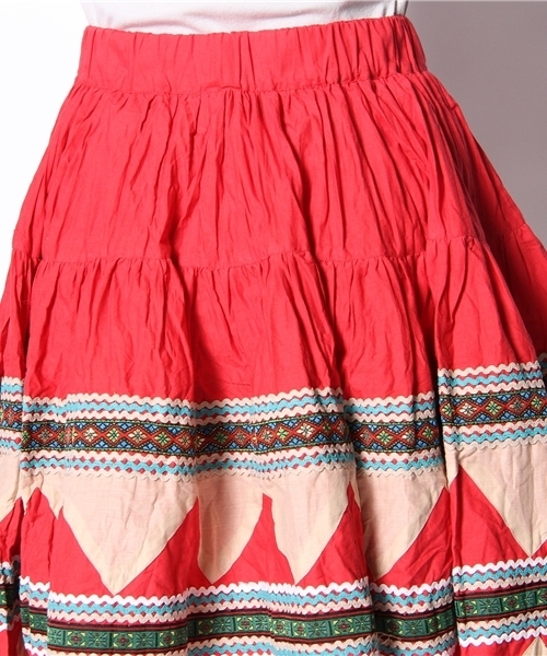 BEAMS BOY（ビームスボーイ）の「O.ﾈｲﾃｨﾌﾞS MID（スカート・レディース・カーキ/レッド・ONE SIZE）」の6枚目の写真