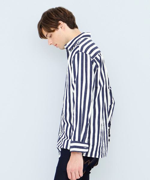 EMMA CLOTHES（エマクローズ）の「コットンストライプシャツ(Oversized Stripe Shirts)（シャツ/ブラウス・メンズ・スカイブルー/ネイビー/ブルー・FREE）」の17枚目の写真