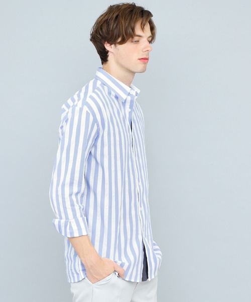 EMMA CLOTHES（エマクローズ）の「コットンストライプシャツ(Oversized Stripe Shirts)（シャツ/ブラウス・メンズ・スカイブルー/ネイビー/ブルー・FREE）」の20枚目の写真