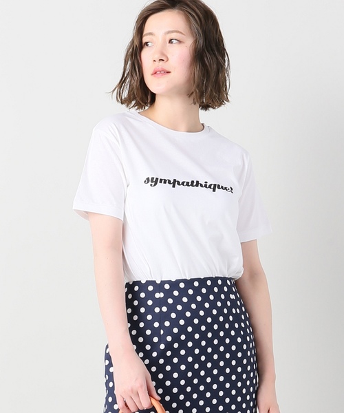 IENA（イエナ）の「SympathiqueロゴTシャツ◆（Tシャツ/カットソー・レディース・ホワイト/ネイビー・FREE）」の14枚目の写真