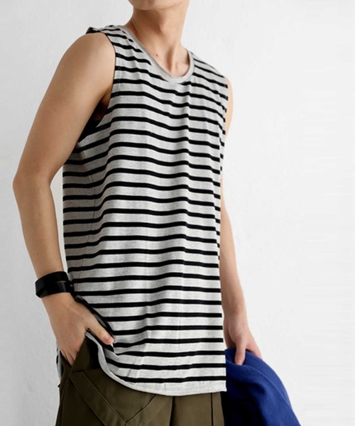 antiqua（アンティカ）の「ボーダータンクトップ（タンクトップ・メンズ・ブラック×グレー/ホワイト×ブラック・L/M/XL）」の13枚目の写真