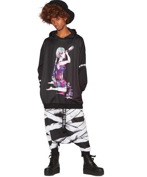 アンコロック 縫合ゾンビネコ耳パーカー-スーパービッグ 2020AW ブラック onesize