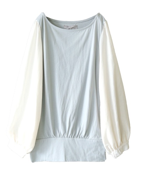 osharewalker(オシャレウォーカー)の「『異素材MIX×配色デザインカットソー』(Tシャツ/カットソー・レディース・ブラック×ホワイト/ブラック×ブラック/ホワイト×ネイビー/グレー×ホワイト/ホワイト×ピンク/ラベンダー・1/2)」の6枚目の写真