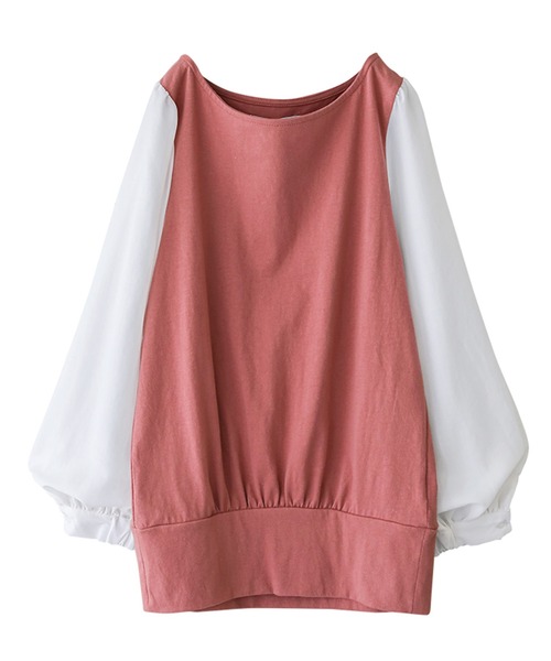 osharewalker(オシャレウォーカー)の「『異素材MIX×配色デザインカットソー』(Tシャツ/カットソー・レディース・ブラック×ホワイト/ブラック×ブラック/ホワイト×ネイビー/グレー×ホワイト/ホワイト×ピンク/ラベンダー・1/2)」の4枚目の写真