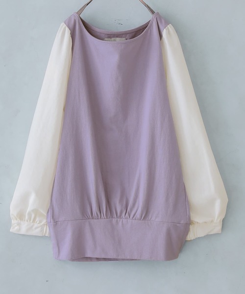 osharewalker(オシャレウォーカー)の「『異素材MIX×配色デザインカットソー』(Tシャツ/カットソー・レディース・ブラック×ホワイト/ブラック×ブラック/ホワイト×ネイビー/グレー×ホワイト/ホワイト×ピンク/ラベンダー・1/2)」の9枚目の写真