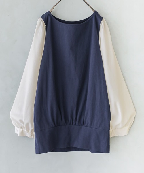 osharewalker(オシャレウォーカー)の「『異素材MIX×配色デザインカットソー』(Tシャツ/カットソー・レディース・ブラック×ホワイト/ブラック×ブラック/ホワイト×ネイビー/グレー×ホワイト/ホワイト×ピンク/ラベンダー・1/2)」の10枚目の写真