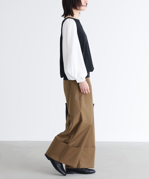 osharewalker(オシャレウォーカー)の「『異素材MIX×配色デザインカットソー』(Tシャツ/カットソー・レディース・ブラック×ホワイト/ブラック×ブラック/ホワイト×ネイビー/グレー×ホワイト/ホワイト×ピンク/ラベンダー・1/2)」の11枚目の写真