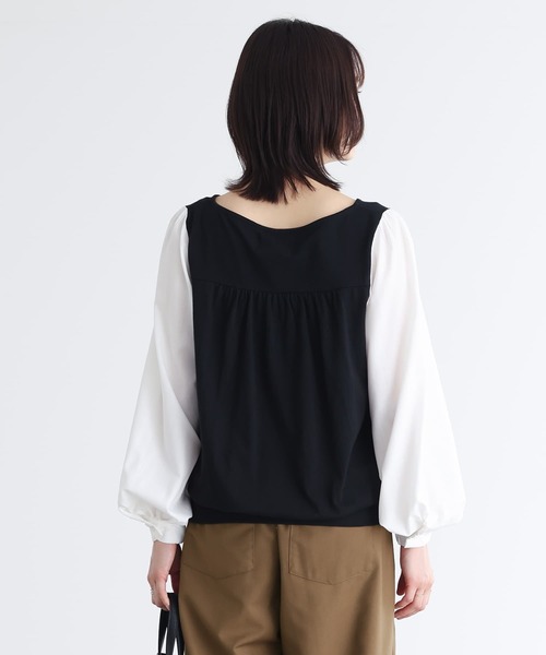 osharewalker(オシャレウォーカー)の「『異素材MIX×配色デザインカットソー』(Tシャツ/カットソー・レディース・ブラック×ホワイト/ブラック×ブラック/ホワイト×ネイビー/グレー×ホワイト/ホワイト×ピンク/ラベンダー・1/2)」の17枚目の写真