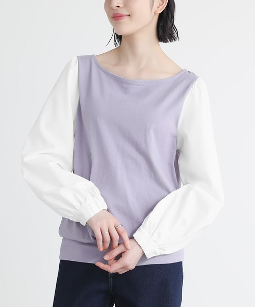 osharewalker(オシャレウォーカー)の「『異素材MIX×配色デザインカットソー』(Tシャツ/カットソー・レディース・ブラック×ホワイト/ブラック×ブラック/ホワイト×ネイビー/グレー×ホワイト/ホワイト×ピンク/ラベンダー・1/2)」の18枚目の写真