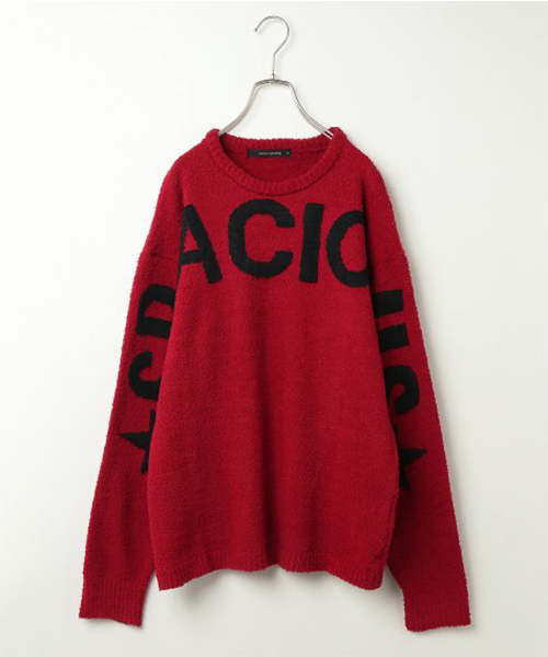 VENCEEXCHANGE（ヴァンスエクスチェンジ）の「モールヤーンジャガードロゴプルオーバー（ニット/セーター・メンズ・ブラック/ベージュ/レッド・M/L）」の3枚目の写真