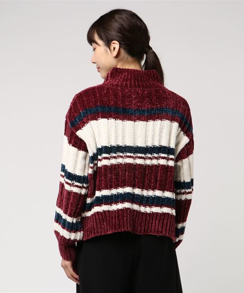 one way（ワンウェイ）の「モールボーダーハイネックニット（ニット/セーター・レディース・ホワイト/グリーン/ボルドー/ダークブルー・M）」の6枚目の写真
