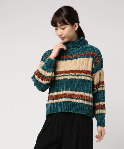 one way（ワンウェイ）の「モールボーダーハイネックニット（ニット/セーター・レディース・ホワイト/グリーン/ボルドー/ダークブルー・M）」の7枚目の写真