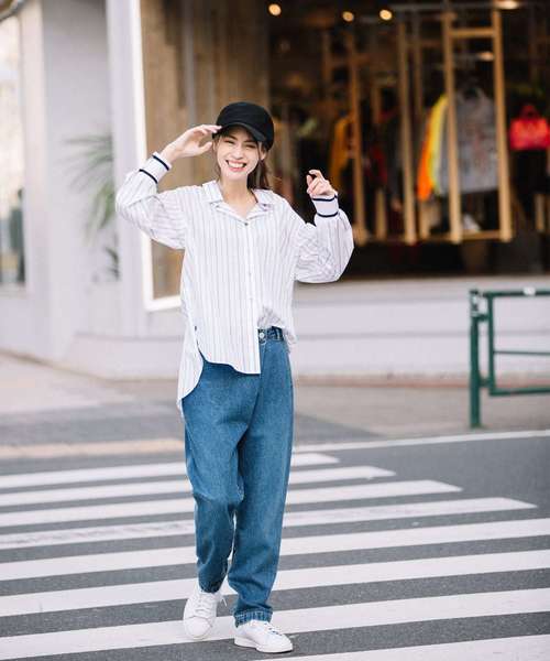 Munich(ミューニック)の「ニットリブカフスシャツ(シャツ/ブラウス・レディース・ホワイト/ブラック/ホワイト×グレー/ベージュ/ライトカーキ・FREE)」の16枚目の写真