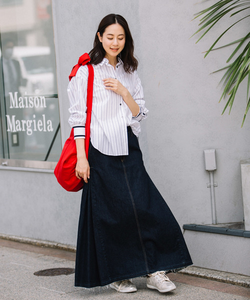 Munich(ミューニック)の「ニットリブカフスシャツ(シャツ/ブラウス・レディース・ホワイト/ブラック/ホワイト×グレー/ベージュ/ライトカーキ・FREE)」の14枚目の写真