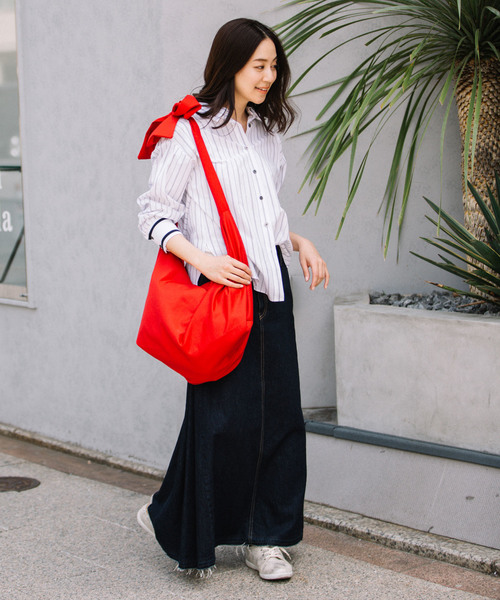 Munich(ミューニック)の「ニットリブカフスシャツ(シャツ/ブラウス・レディース・ホワイト/ブラック/ホワイト×グレー/ベージュ/ライトカーキ・FREE)」の13枚目の写真