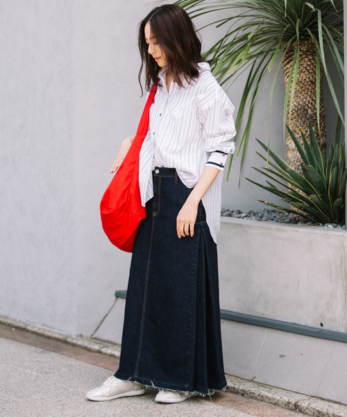 Munich(ミューニック)の「ニットリブカフスシャツ(シャツ/ブラウス・レディース・ホワイト/ブラック/ホワイト×グレー/ベージュ/ライトカーキ・FREE)」の10枚目の写真