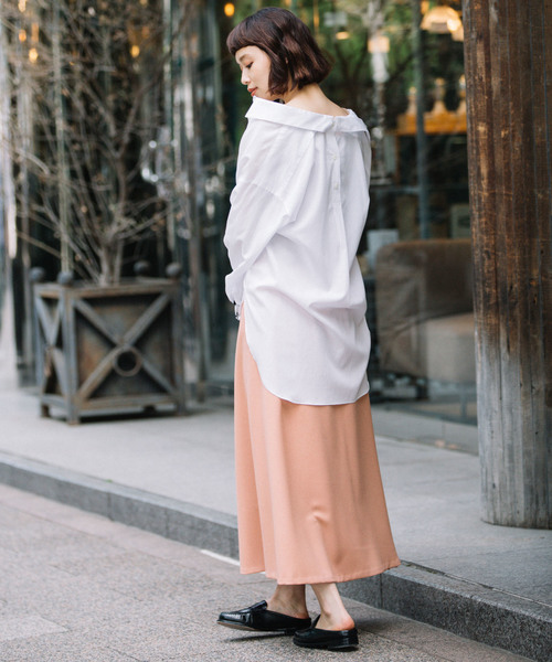 Munich(ミューニック)の「ニットリブカフスシャツ(シャツ/ブラウス・レディース・ホワイト/ブラック/ホワイト×グレー/ベージュ/ライトカーキ・FREE)」の9枚目の写真