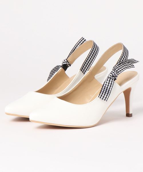 KOBE LETTUCE(コウベレタス)の「サイドリボンバックゴムパンプス(パンプス・レディース・アイボリー/シルバー/ピンク系その他/ブラック系その他/ドット・L/LL/M/S)」の10枚目の写真