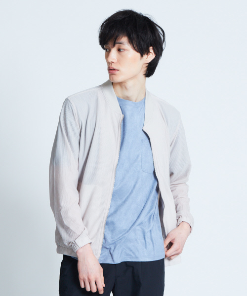 ABAHOUSE GRAY（アバハウスグレイ）の「【展開店舗限定】メッシュジャージブルゾン（ブルゾン・メンズ・カーキ/ブルー/グレイッシュベージュ・46/48/50）」の2枚目の写真