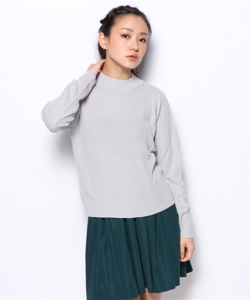 mystic（ミスティック）の「ハイネックリブニットプルオーバー（ニット/セーター・レディース・ブラック/アイボリー/グレー/サックスブルー/ライトグリーン・ﾌﾘ-）」の3枚目の写真
