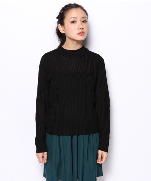 mystic（ミスティック）の「ハイネックリブニットプルオーバー（ニット/セーター・レディース・ブラック/アイボリー/グレー/サックスブルー/ライトグリーン・ﾌﾘ-）」の9枚目の写真