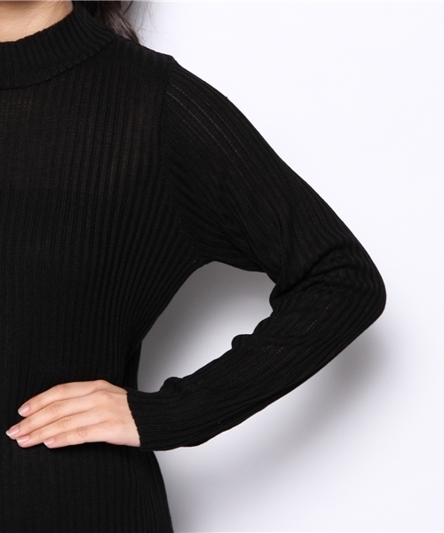 mystic（ミスティック）の「ハイネックリブニットプルオーバー（ニット/セーター・レディース・ブラック/アイボリー/グレー/サックスブルー/ライトグリーン・ﾌﾘ-）」の11枚目の写真
