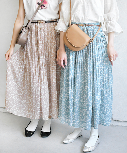 PairPair（ペアペア）の「ドット＆花柄アソートプリーツスカート（スカート・レディース・ブラック/ライトグリーン/モカ/ライトベージュ・FREE）」の4枚目の写真