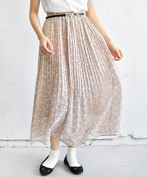 PairPair（ペアペア）の「ドット＆花柄アソートプリーツスカート（スカート・レディース・ブラック/ライトグリーン/モカ/ライトベージュ・FREE）」の2枚目の写真